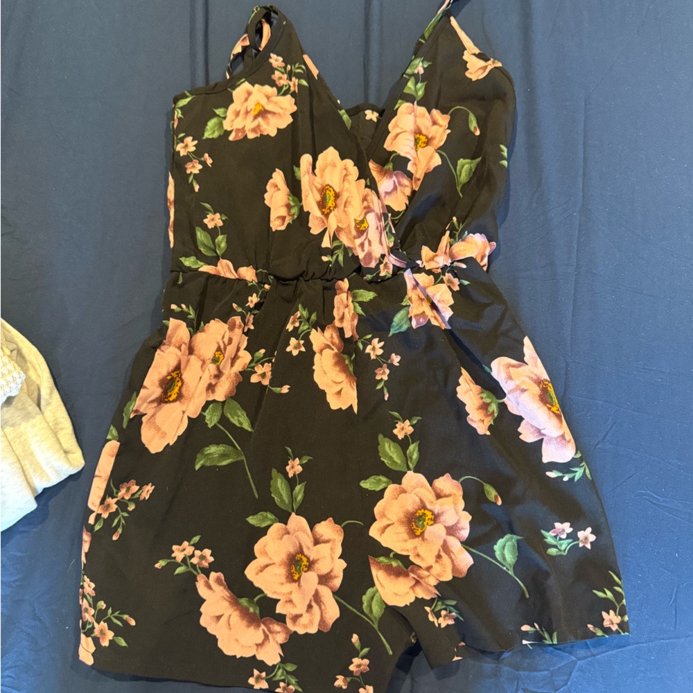 Floral Black and Pink Women's romper
